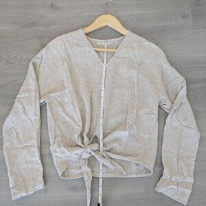Only Child Luzon Long Sleeve Top in Oatmeal Cotton XS